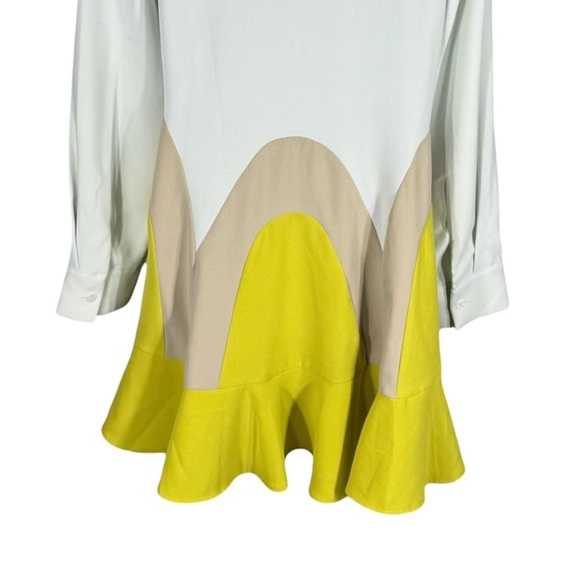 Tuckernuck Nadia Flounce Mini Dress Canary Yellow L NWT Long Sleeves Shirt Dress - Picture 10 of 12